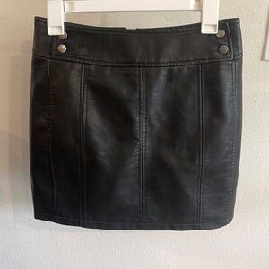 Black leather free people mini skirt